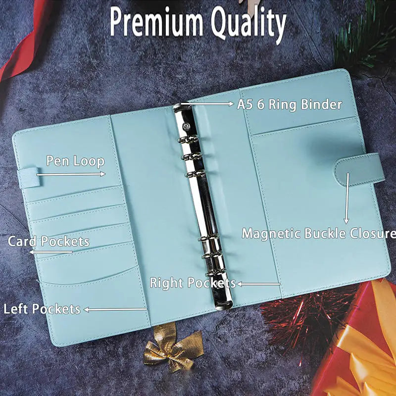 A5 PU Leather Photo & Card Organizer Binder with 4-Pocket Sleeves
