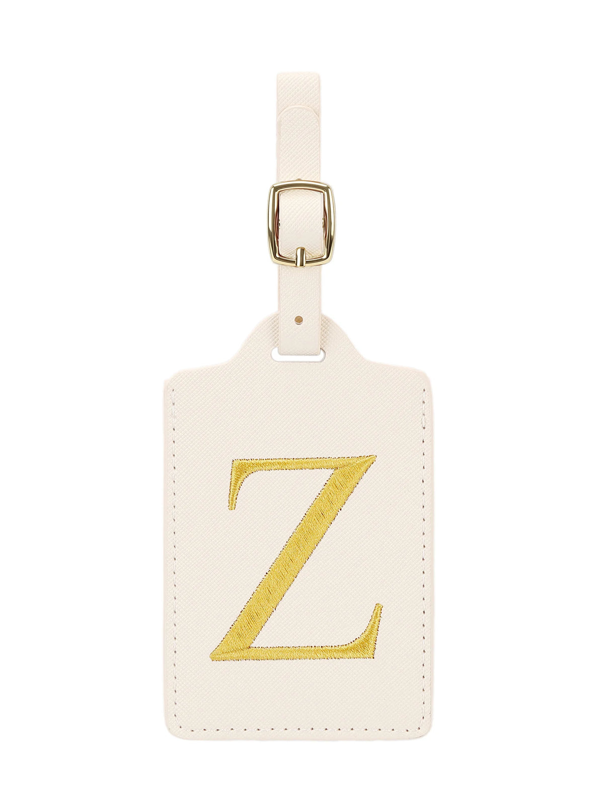 Personalized Embroidered Leather Luggage Tag with Letter Initial