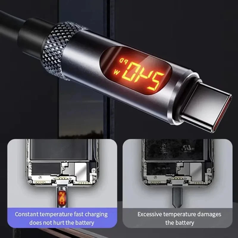 240W USB-C Fast Charging Cable with Digital Display
