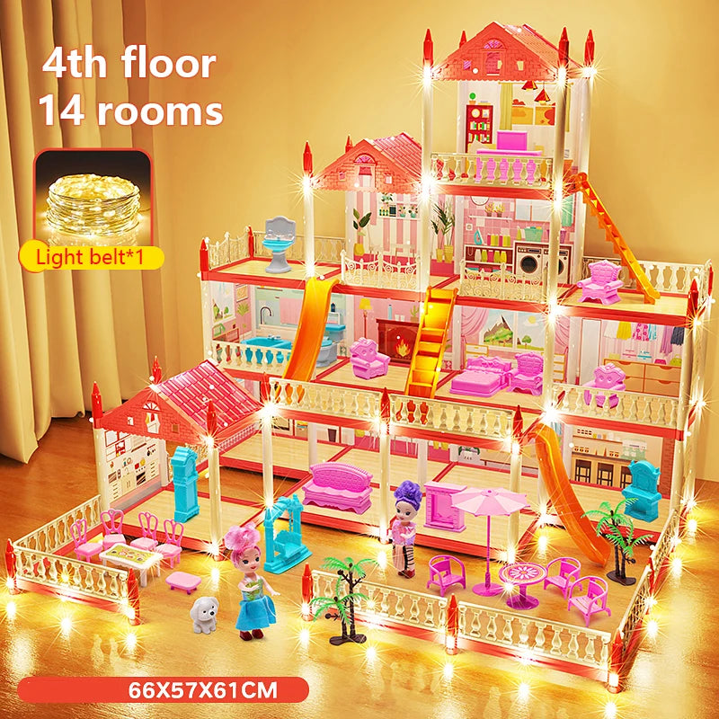 Enchanted Princess Castle DIY Dollhouse with LED Lights