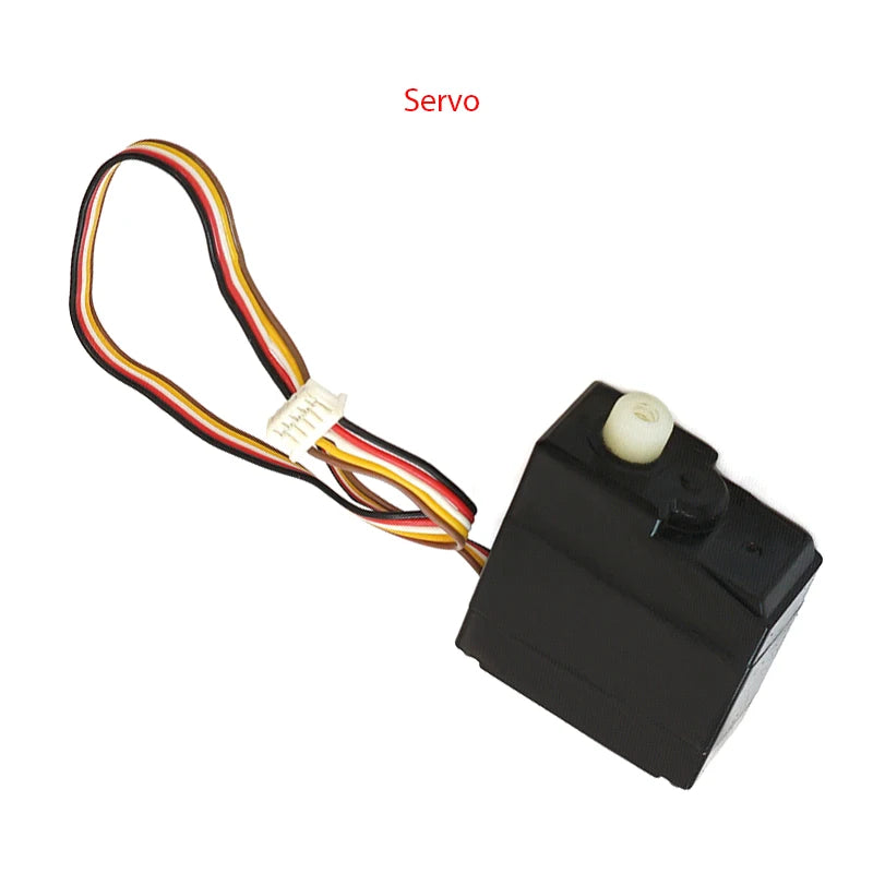 A servo motor with wires connected, labeled as a Servo.