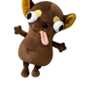 A brown plush chihuahua dog with large eyes and a pink tongue.