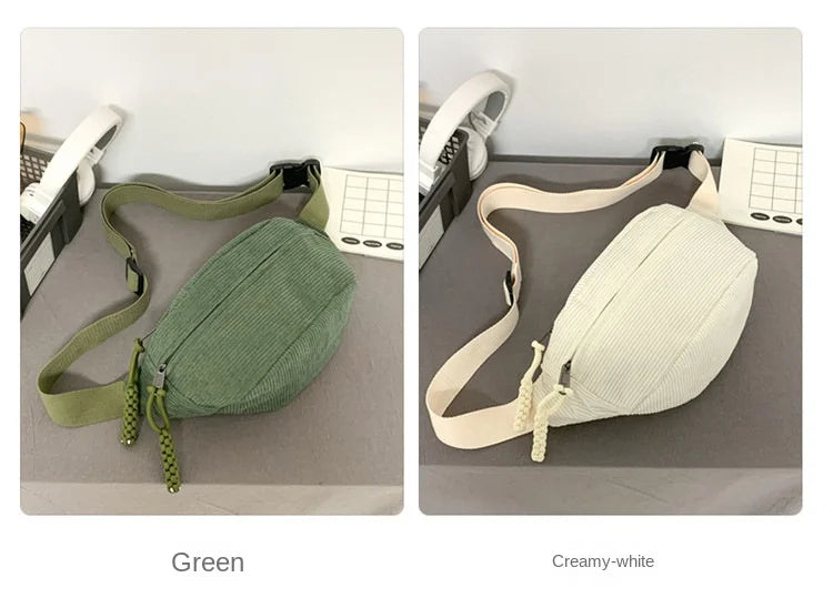 Corduroy Waist Pack for Women – Versatile Crossbody & Shoulder Bag