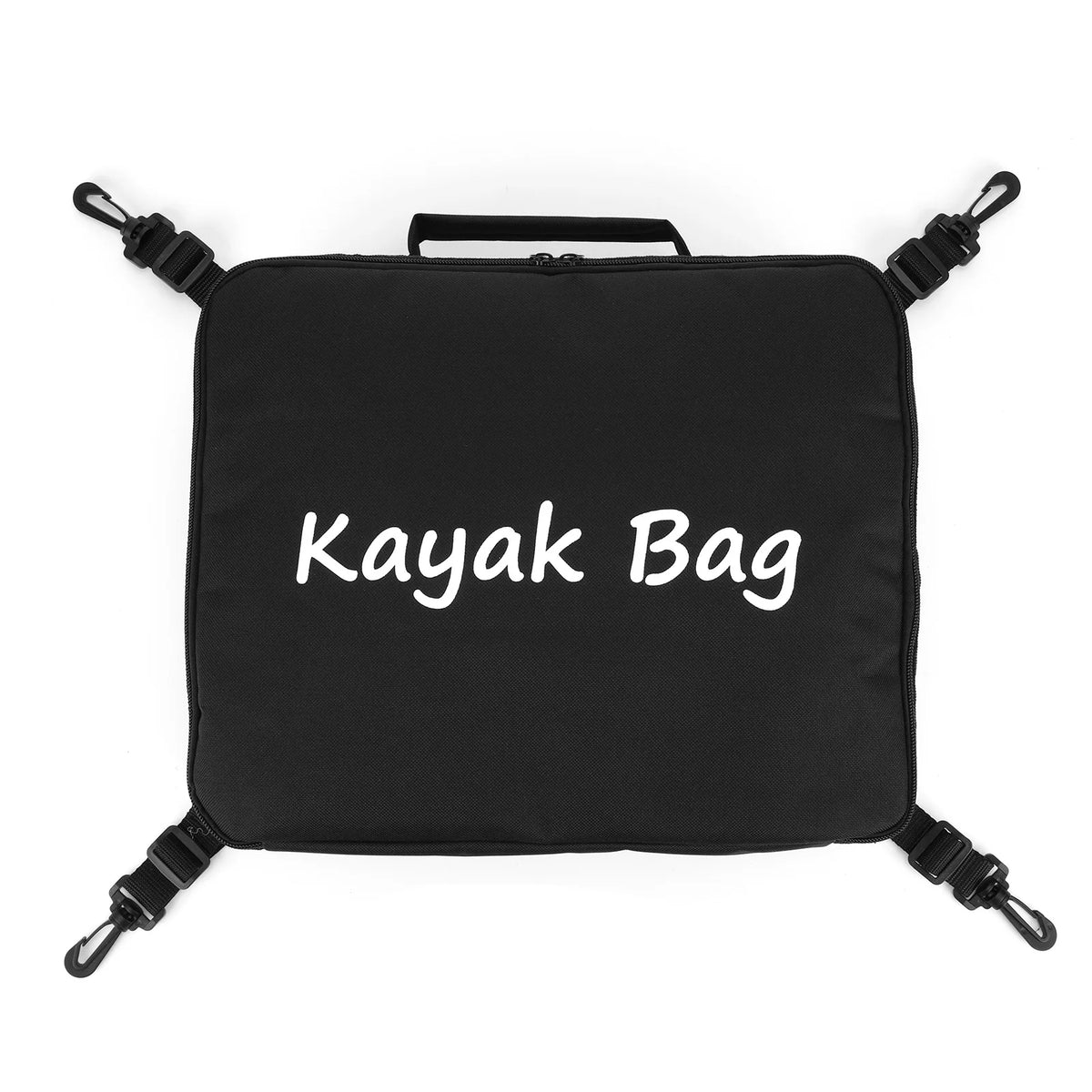 Black waterproof kayak bag with handles and straps