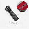 A black metal zipper slider repair kit with a suitable tooth profile is shown.
