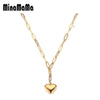 Stainless Steel Paperclip Chain Heart Pendant Necklace