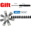 A kit for repairing tire wounds using 10 rubber puncture nails and a tool.