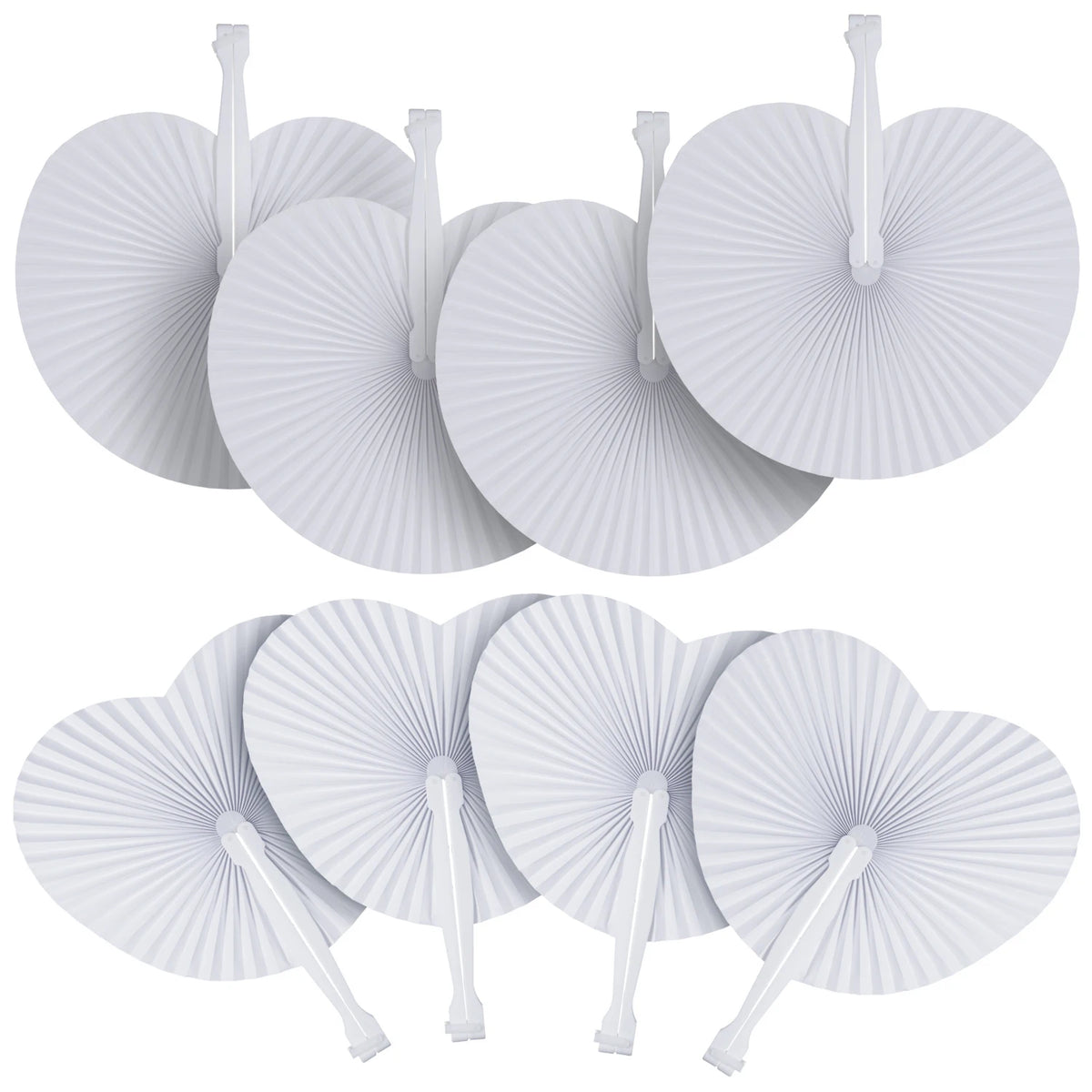 Classic White Folding Paper Hand Fans with Plastic Handles