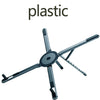 A silver plastic magnetic tablet stand with a foldable alloy design.