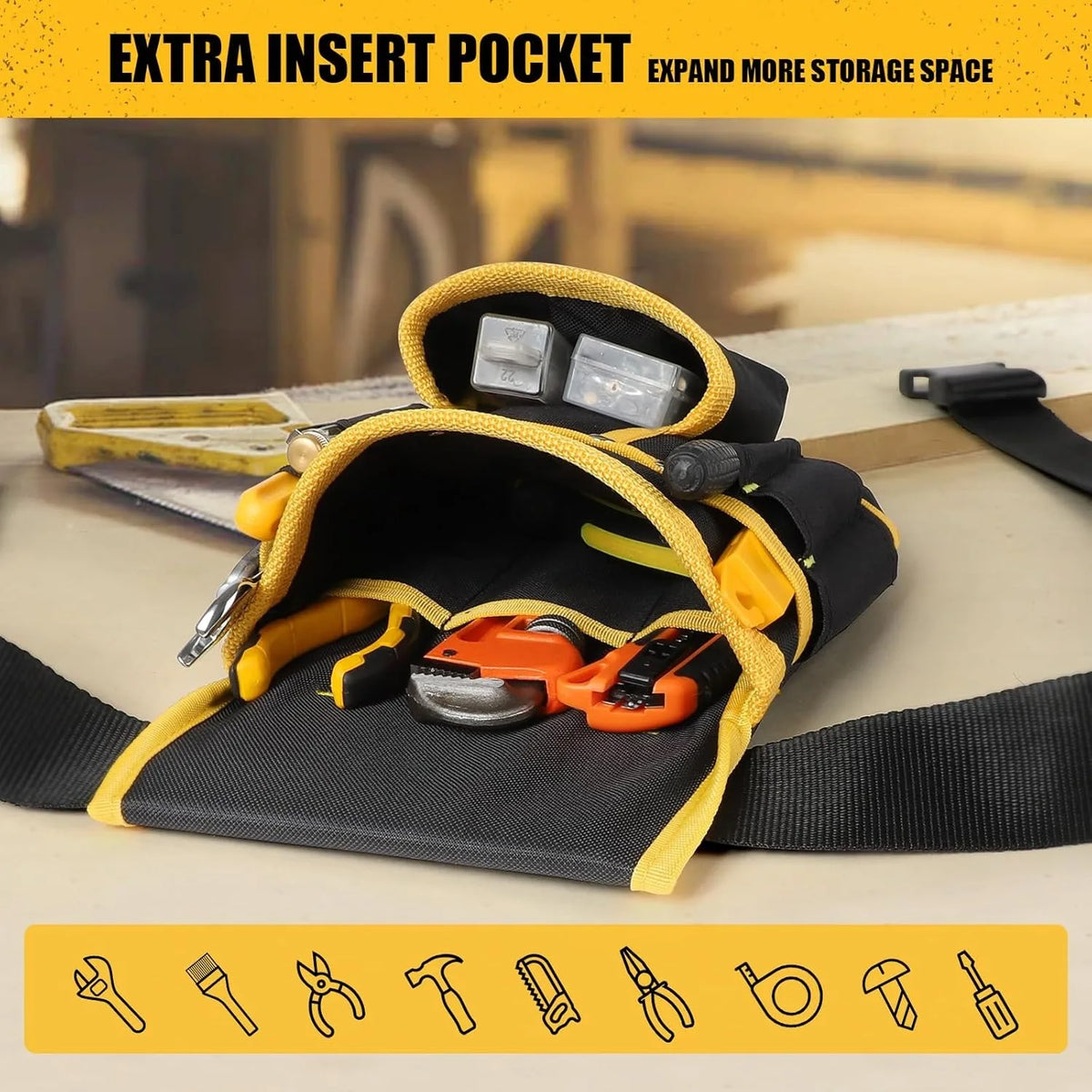 Heavy-Duty Tool Belt with Detachable Pouches & Adjustable Waist Strap