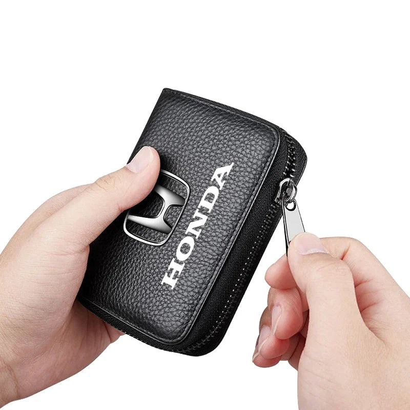 Genuine Leather Car License Card Holder