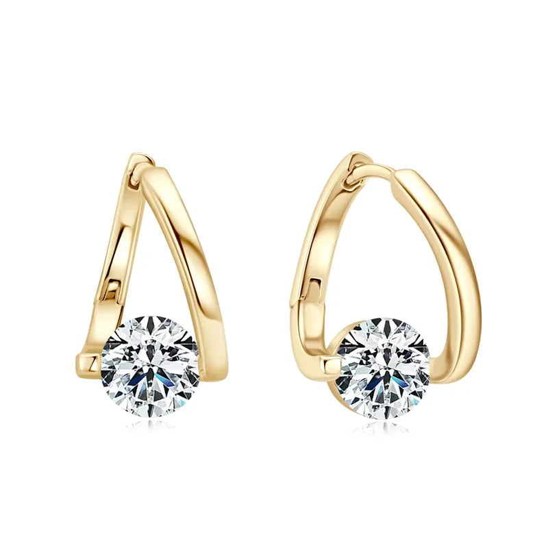 925 Sterling Silver Huggie Hoop Earrings with Moissanite