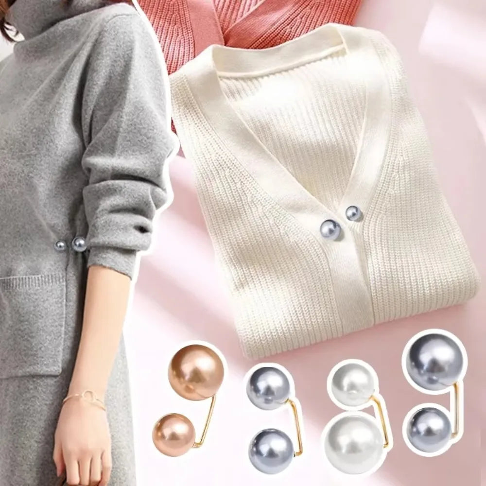 Pearl Brooch Pin Set – Versatile Double-Head Clips for Style and Function