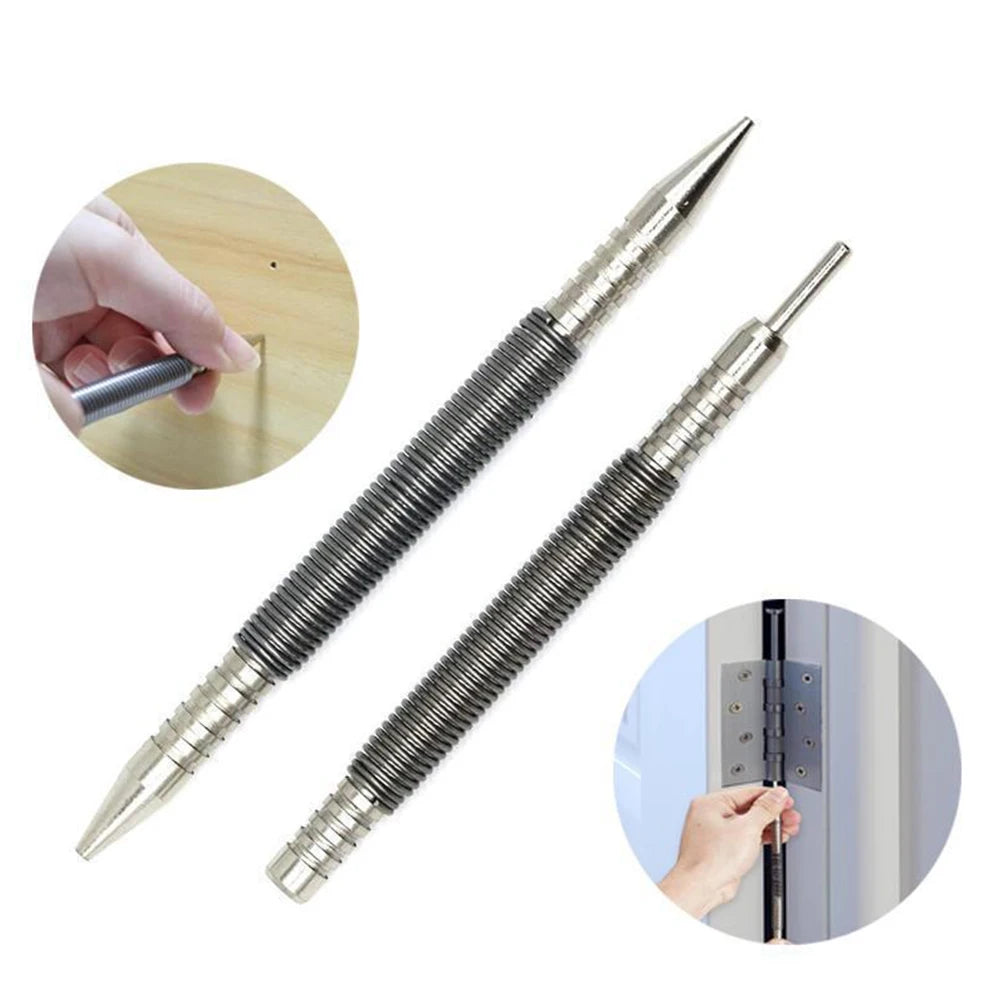 Spring-Loaded Dual-Head Nail Setter with Hinge Pin Remover (2-Piece Set)