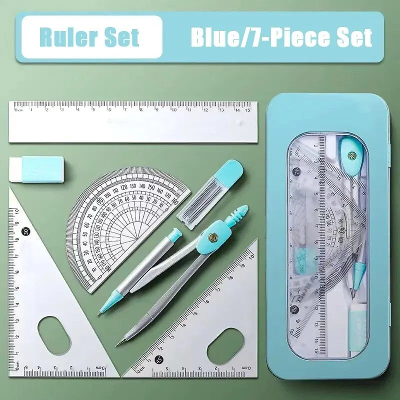 7-Piece Geometry Set with Compass and Ruler
