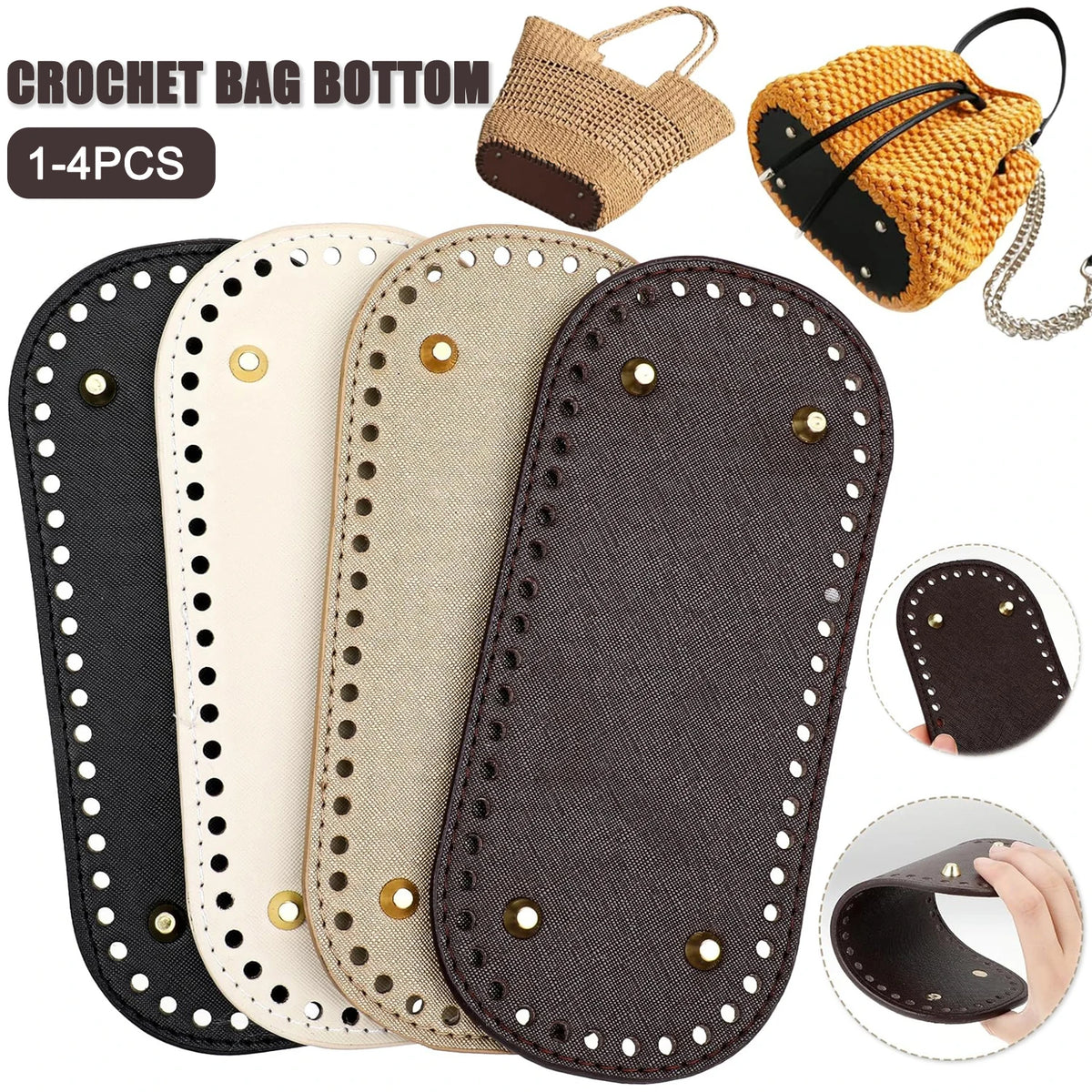 PU Leather Crochet Bag Base with Metal Feet