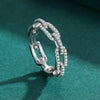 Geometric Sterling Silver Stackable Ring with Cubic Zirconia