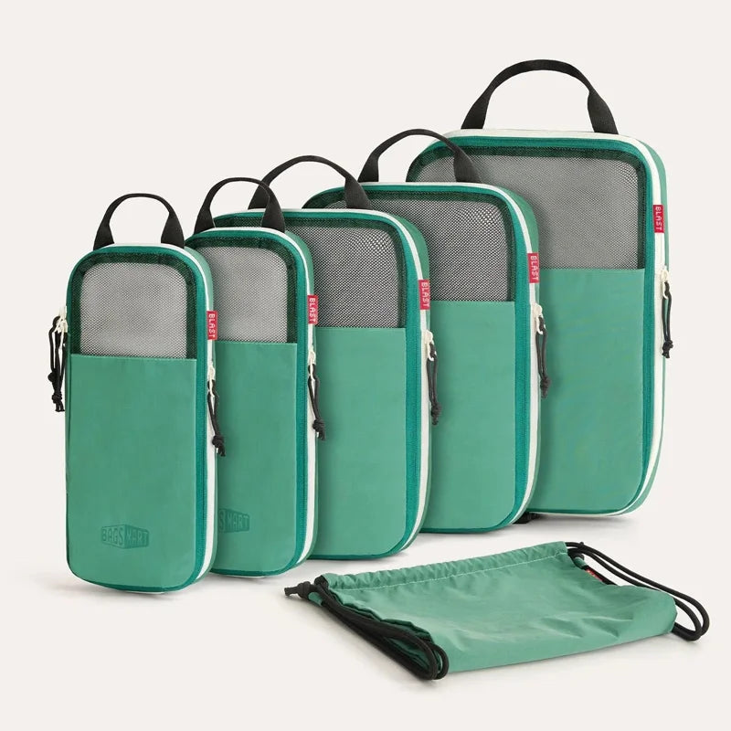 Compression Packing Cubes Set with Expandable Travel Organizers