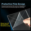A hand is tearing off a protective film from a clear plastic case to prepare it for use.