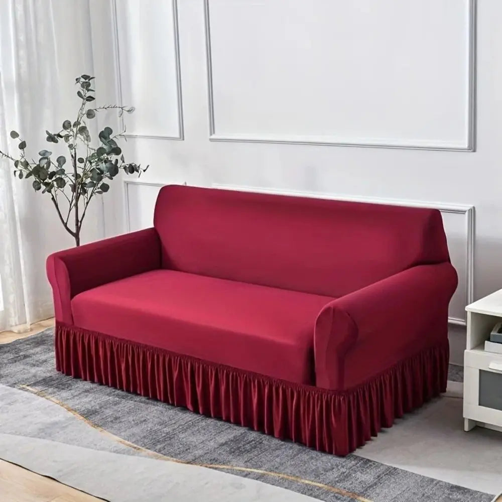 Stretch Sofa Slipcover with Skirted Edge