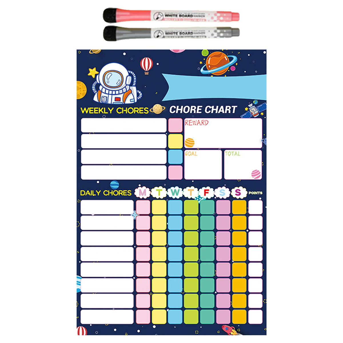 Magnetic Chore Chart for Kids with Dry-Erase Surface