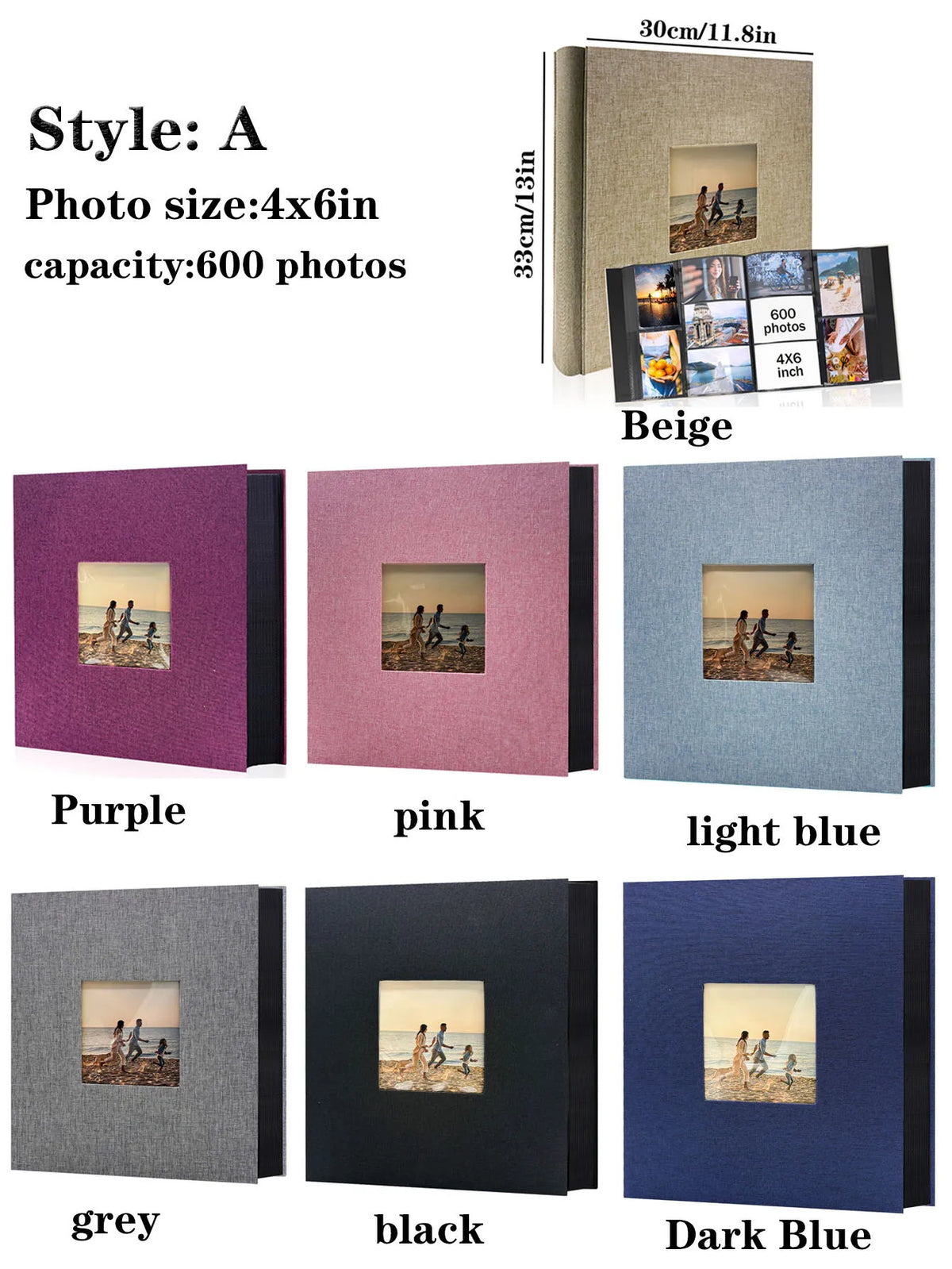 Linen 4x6 Photo Album with 600 Pockets