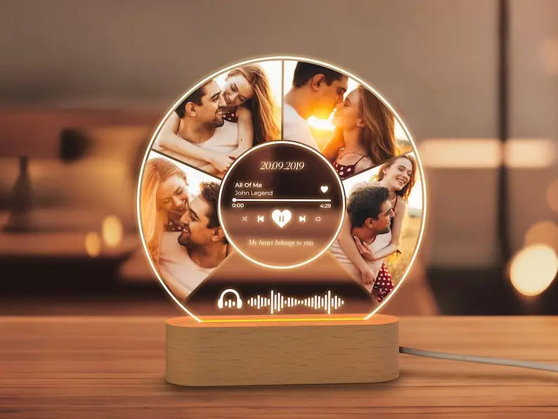 Personalized Spotify Music Photo Plaque with LED Night Light