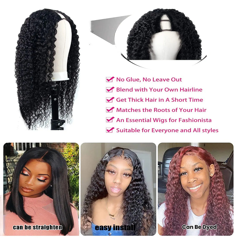 Kinky Curly U-Part Human Hair Wig
