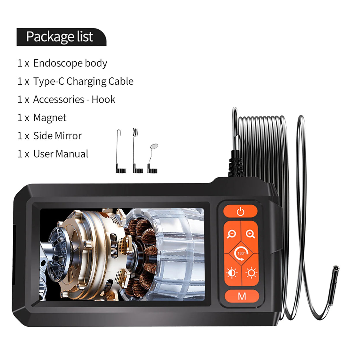 HD Handheld Endoscope Inspection Camera with 4.3-inch Screen and Adjustable LED Lights
