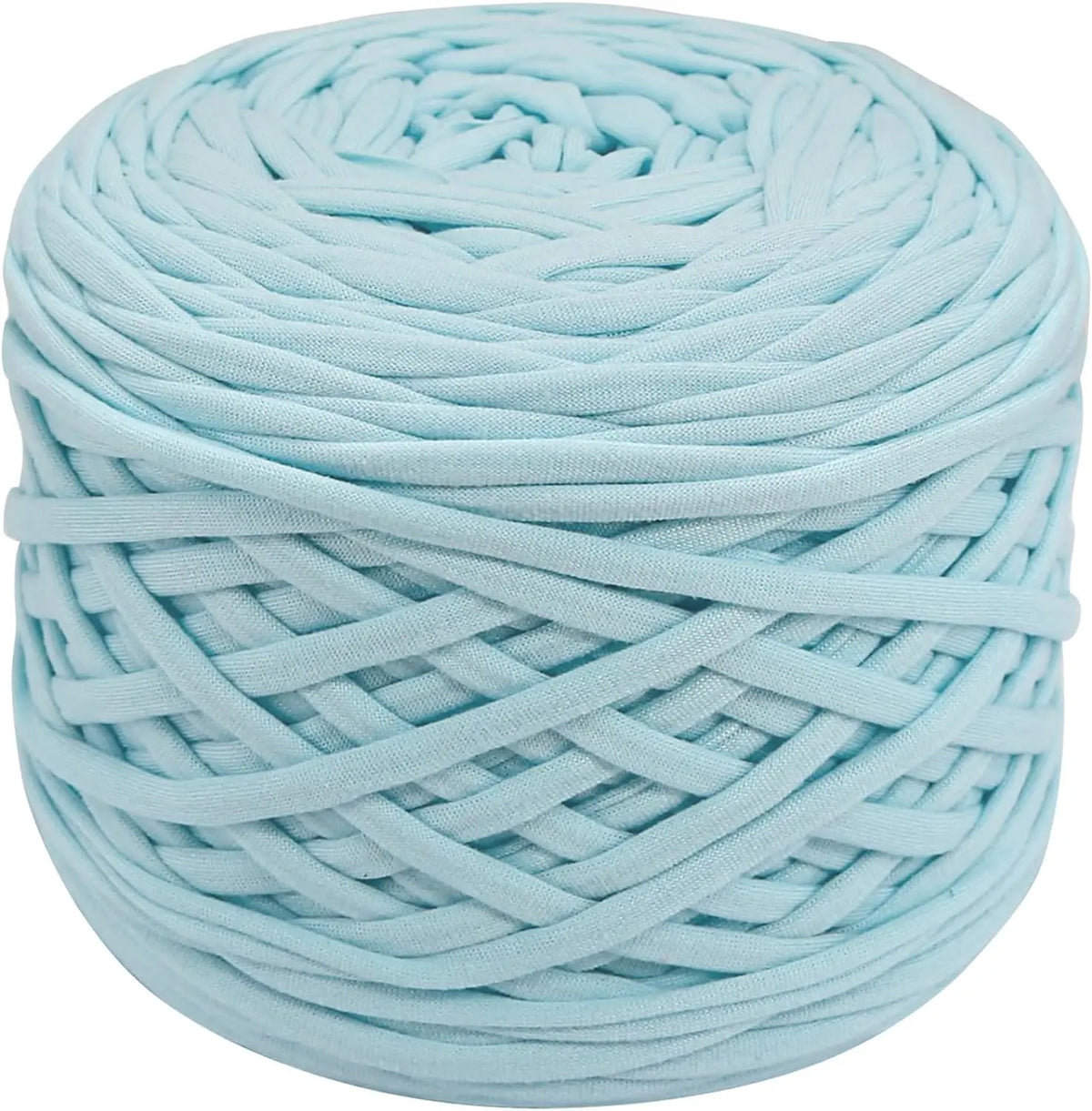 Eine Rolle dicker, hellblauer Polyester-Strang, zusammengebunden.