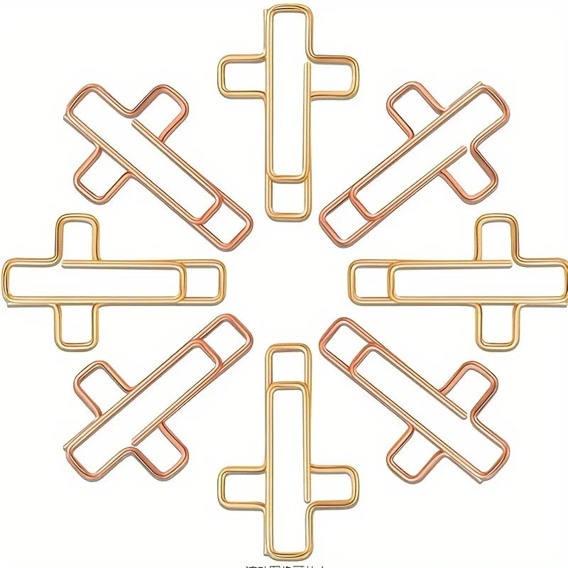 Elegant Gold & Rose Gold Cross Paper Clips – 20 Pack