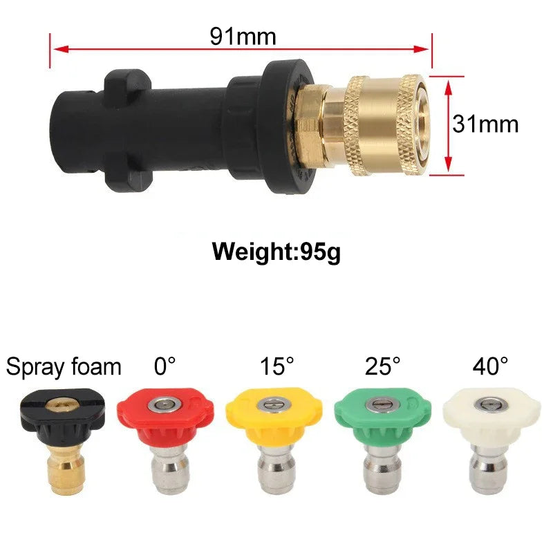 Multi-Color Car Wash Foam Nozzle & Quick Adapter for Karcher Pressure Washers
