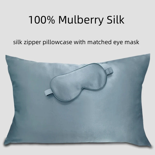 Taie d'oreiller et masque de nuit en soie de mûrier 100 %