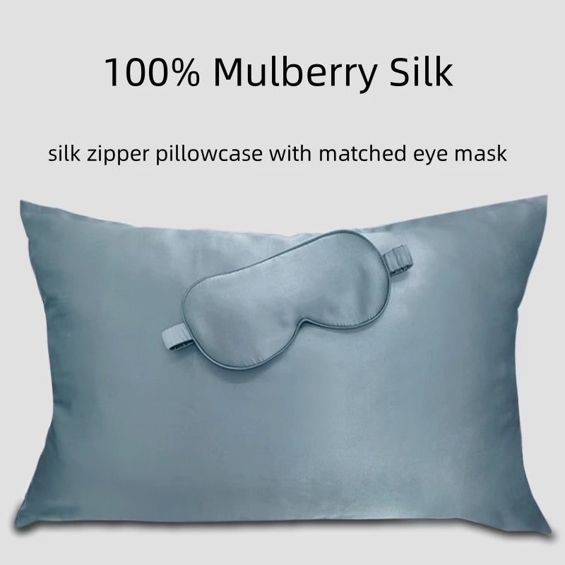 Funda de Almohada y Máscara para Dormir de Seda de Gusanos de Seda Mulberry al 100%