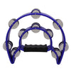 A purple double-layer half moon tambourine with hand bells.