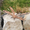 Rust-Colored Metal Dragonfly Garden Statue