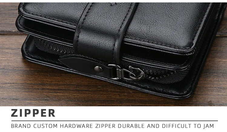 Vintage PU Leather Zipper Wallet for Men