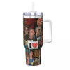 Insulated stainless steel tumbler featuring a collage of faces and the text I love Drew Starkey