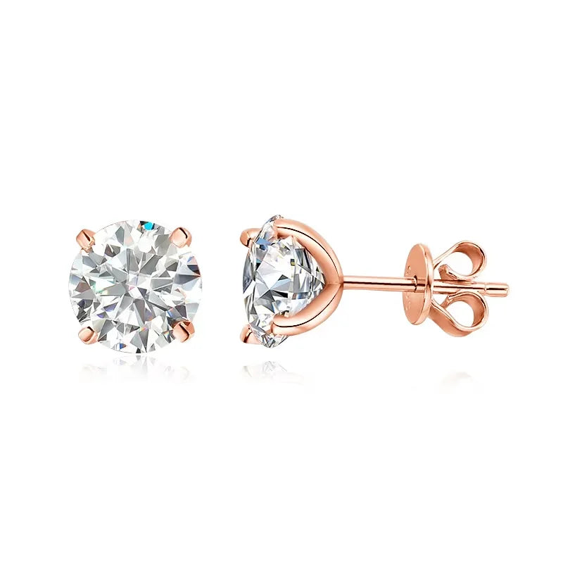 Pendientes de Moissanite en Oro Rosa y Plata de Ley