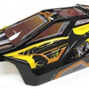 A black and yellow high-speed RC car receiver parts kit with an orange accent, shown from the top angle.