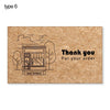 A kraft paper tag design featuring a line drawing of trees and a storefront, with the text Thank you for your order and Small