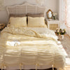 Washed Cotton Ruffle Bedding Set with Bow Ties – Pure White