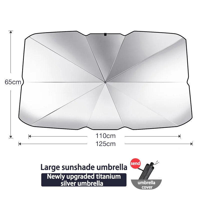 Silver large sunshade umbrella with a titanium silver umbrella cover