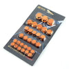 A set of 30 decorative motorcycle screw cap covers in orange and silver packaging.