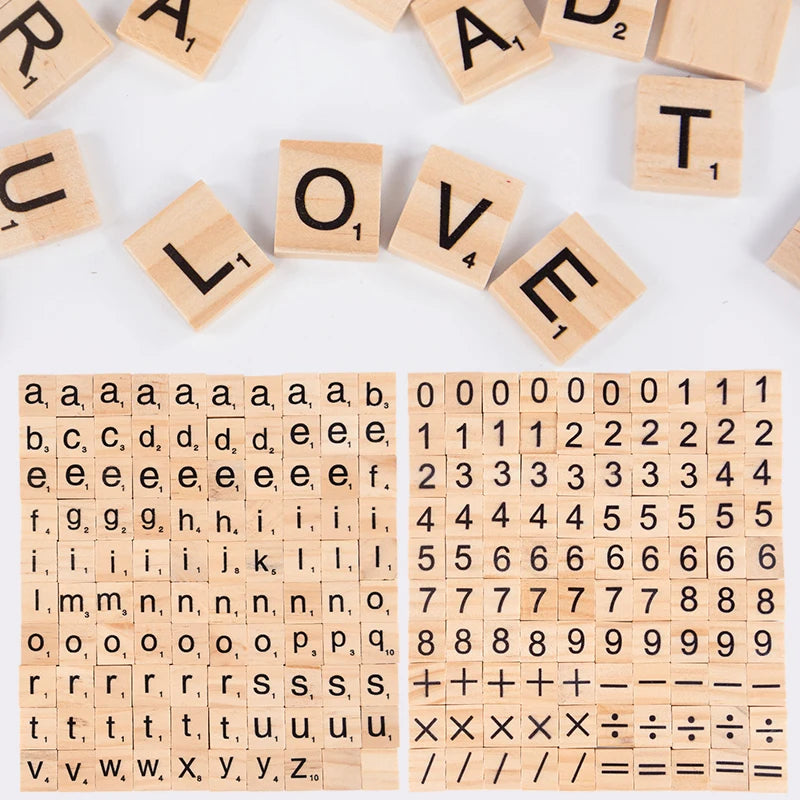 Wooden Alphabet & Number Learning Blocks Set (100 Pieces)