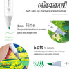 A set of soft pen tip markers with fine and 1-6mm tips shown for art and drawing.