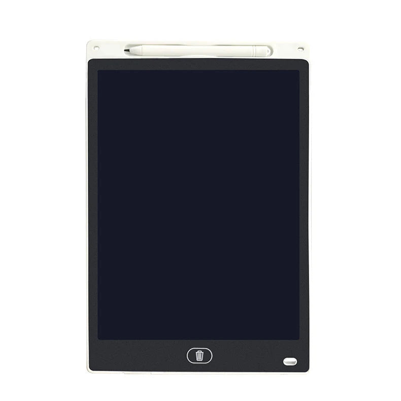 Schwarzes, verstellbares LCD-Zeichentablett mit silberner Hülle und Stift darauf.