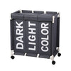 3-Compartment Rolling Laundry Hamper with Wheels