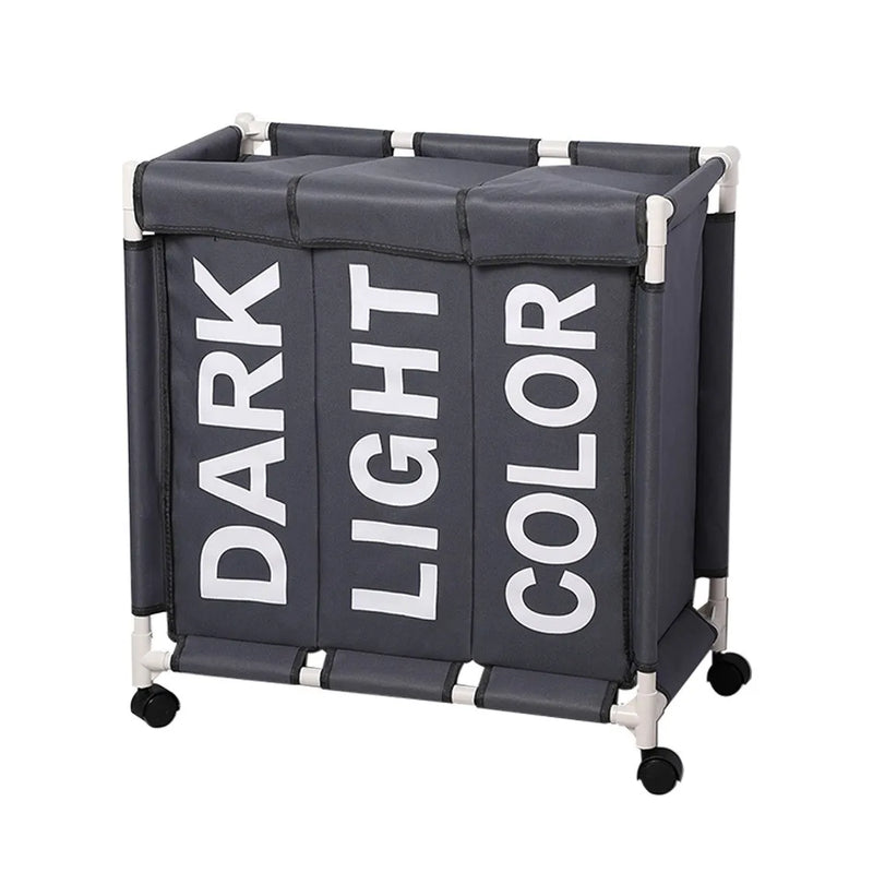 3-Compartment Rolling Laundry Hamper with Wheels