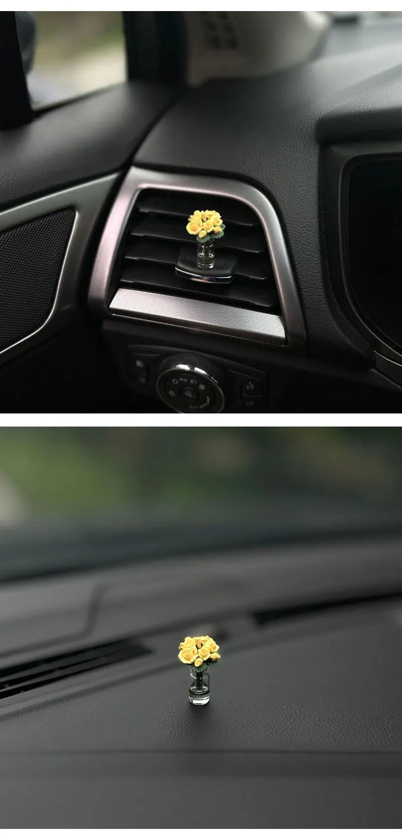 Mini Rose and Sunflower Car Dashboard Vase Decor